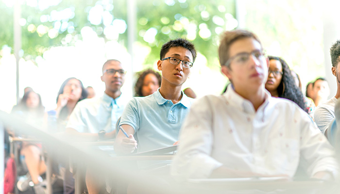 Students sitting in a classroom